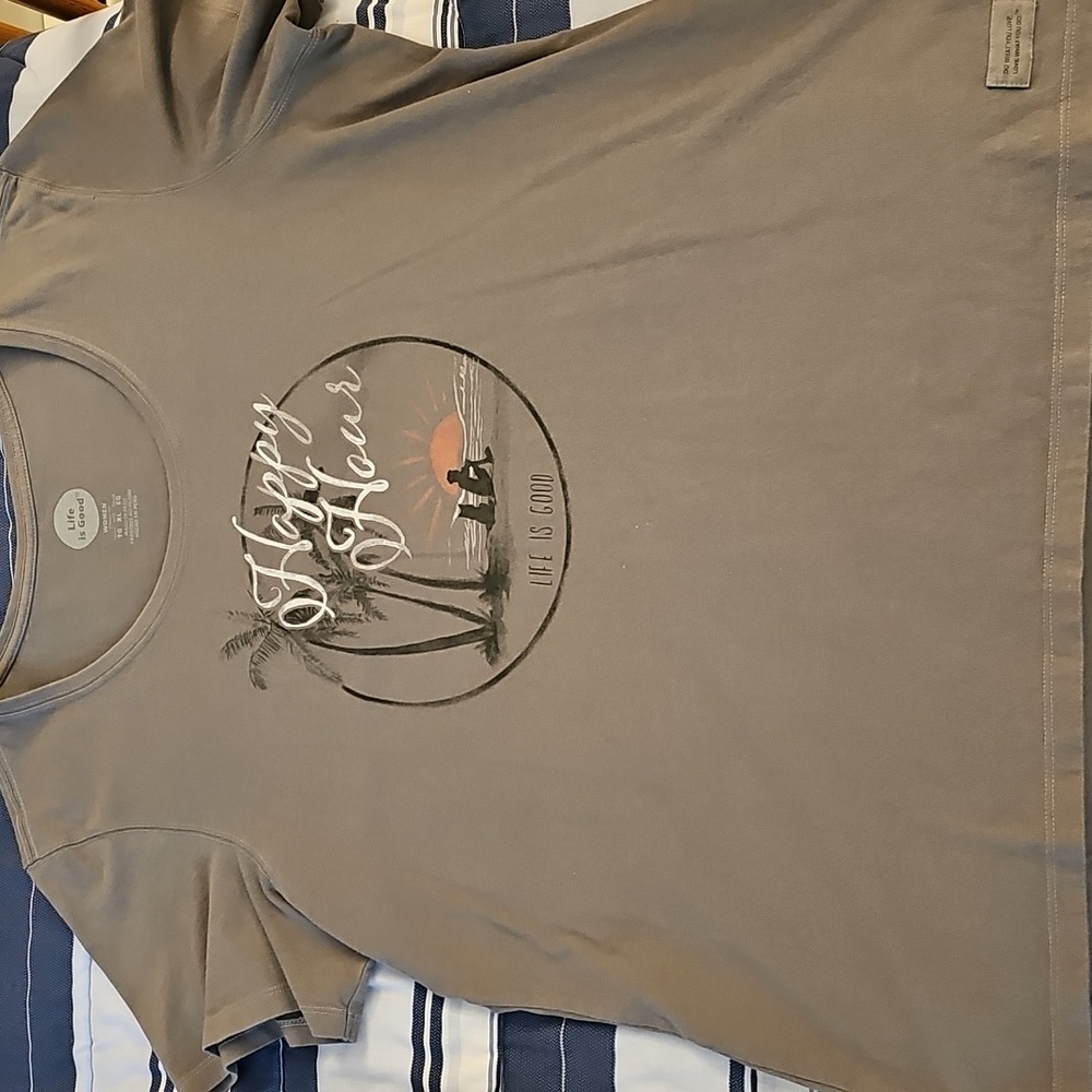 Life Is Good Brown Grey Graphic Tee